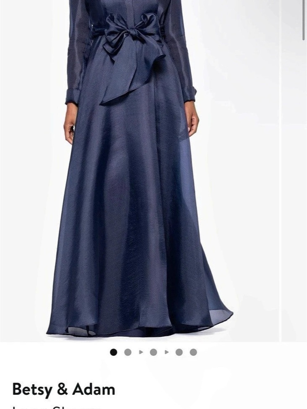 Betsy & Adam Long Sleeve Organza Dress Blue Maxi Dress